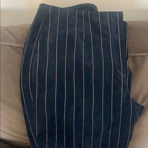 Wilson’s blue leather suede pants.